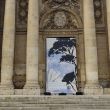 Photo de la façade de l'Institut de France avec l'affiche du colloque "Nos forêts demain".